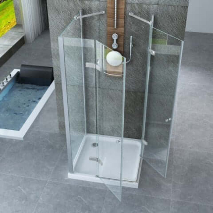 Box Doccia Tre Lati Doppia Anta Battente Trasparente 8mm - Taurus 80x80x80