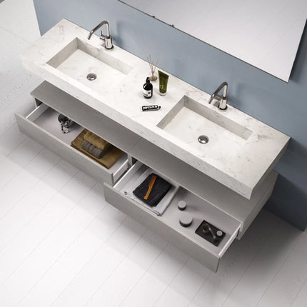 Mobile Bagno Sospeso 180cm Con Vasca Integrata Cassetto E Specchio