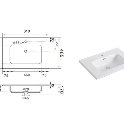 Composizione Bagno Sospesa 60cm - Zefira