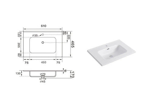 Composizione Bagno Sospesa 60cm - Zefira