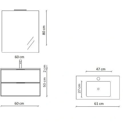 Composizione Bagno Sospesa 60cm - Zefira