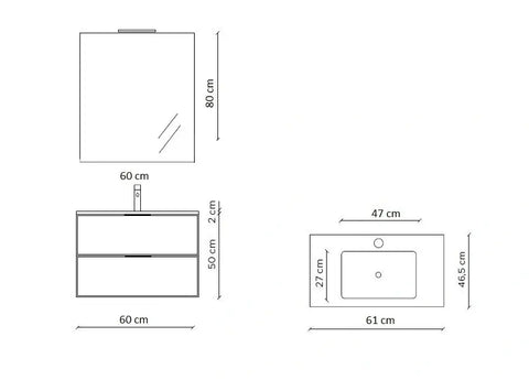 Composizione Bagno Sospesa 60cm - Zefira