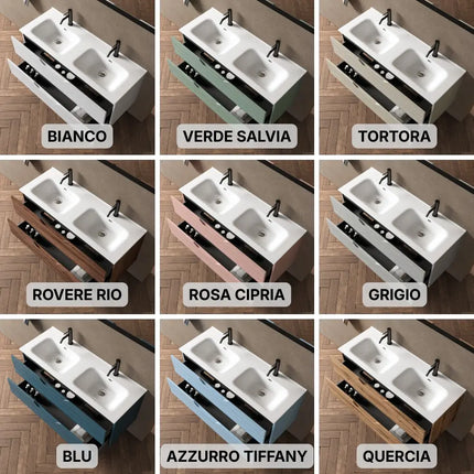 Composizione Bagno Sospesa 120cm Doppio Lavabo - Solmira