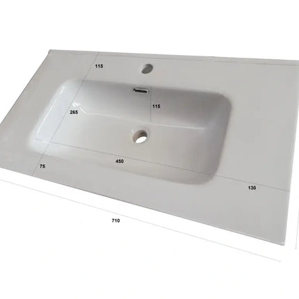 Composizione Mobile Bagno 70cm Sospeso Due Cassetti e Specchio