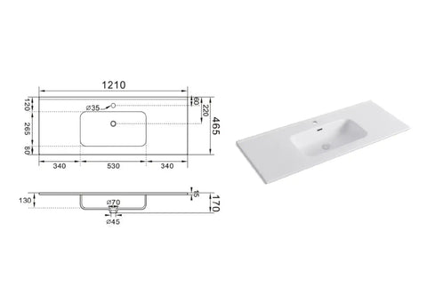 Composizione Bagno Sospesa 120cm - Solmira - Mobile Bagno TFT