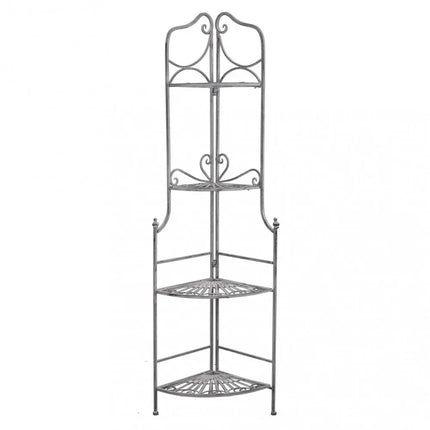 Scaffale Angolare Stile Provenzale Ferro Bianco Intagliato Bianco Ossido