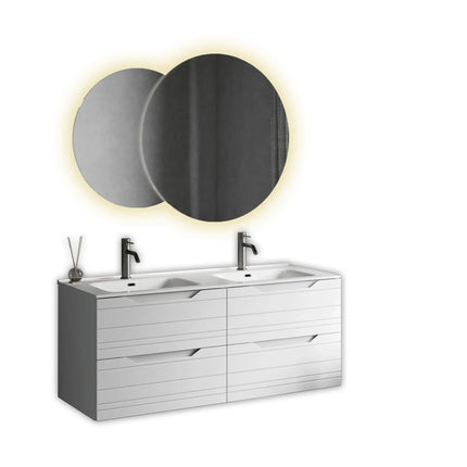 Composizione Bagno 120cm Sospesa 4 Cassetti Doppio Lavabo - Solmira