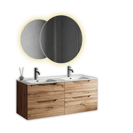 Composizione Bagno 120cm Sospesa 4 Cassetti Doppio Lavabo - Solmira