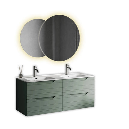 Composizione Bagno 120cm Sospesa 4 Cassetti Doppio Lavabo - Solmira