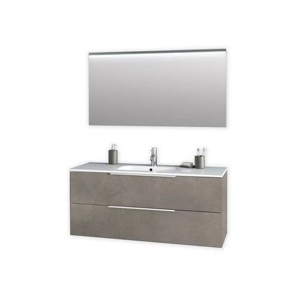 Composizione Bagno 120cm Sospesa Due Cassetti E Specchio Con Led Integrato