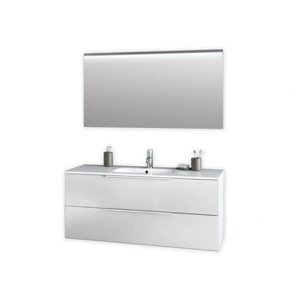 Composizione Bagno 120cm Sospesa Due Cassetti E Specchio Con Led Integrato