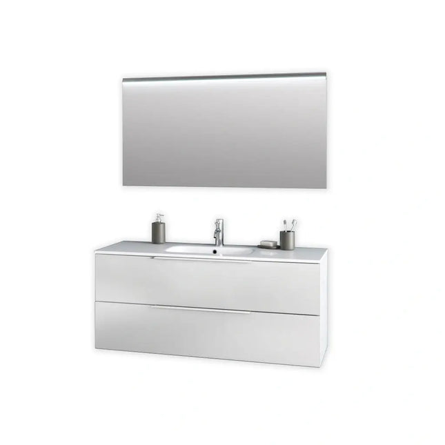 Composizione Bagno 120cm Sospesa Due Cassetti E Specchio Con Led Integrato