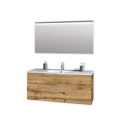 Composizione Bagno 120cm Sospesa Due Cassetti E Specchio Con Led Integrato