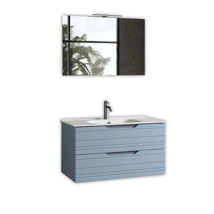 Composizione Bagno Sospesa 90cm - Solmira Azzurro Tiffany