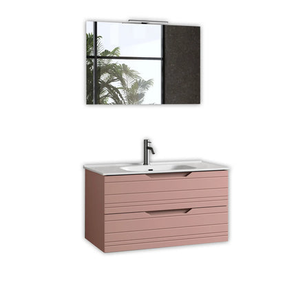 Composizione Bagno Sospesa 90cm - Solmira Rosa Cipria