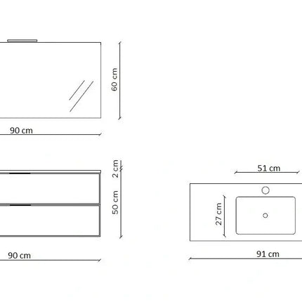 Composizione Bagno Sospesa 90cm - Solmira
