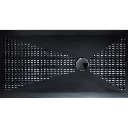 Piatto doccia ceramica Althea UP rettangolare nero opaco, motivo antiscivolo a farfalla, piletta rotonda nera centrale H3cm