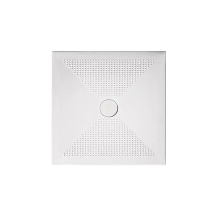 Piatto doccia ceramica Althea UP formato quadrato bianco opaco, vista frontale zenitale, piletta centrale, motivo antiscivolo H3cm