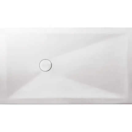 Piatto doccia ceramica Althea JO rettangolare bianco lucido H3cm, superficie liscia con motivo a farfalla in rilievo, piletta centrale