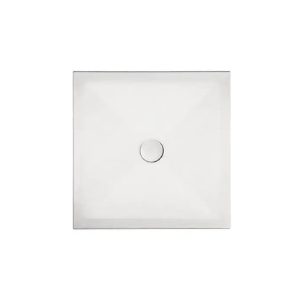 Piatto doccia ceramica Althea JO quadrato bianco lucido H3cm, motivo geometrico a clessidra in rilievo, piletta centrale rotonda cromata