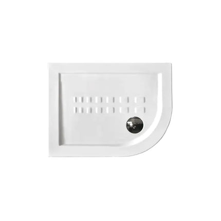 Piatto doccia semicircolare ceramica Althea ITO bianco H5.5cm 72x90 orientamento destro, raggio 38cm, decoro quadratini antiscivolo