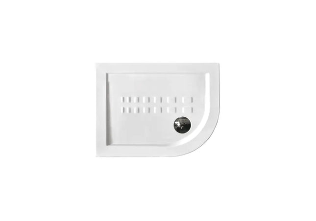 Piatto doccia semicircolare ceramica Althea ITO bianco H5.5cm 72x90 orientamento destro, raggio 38cm, decoro quadratini antiscivolo