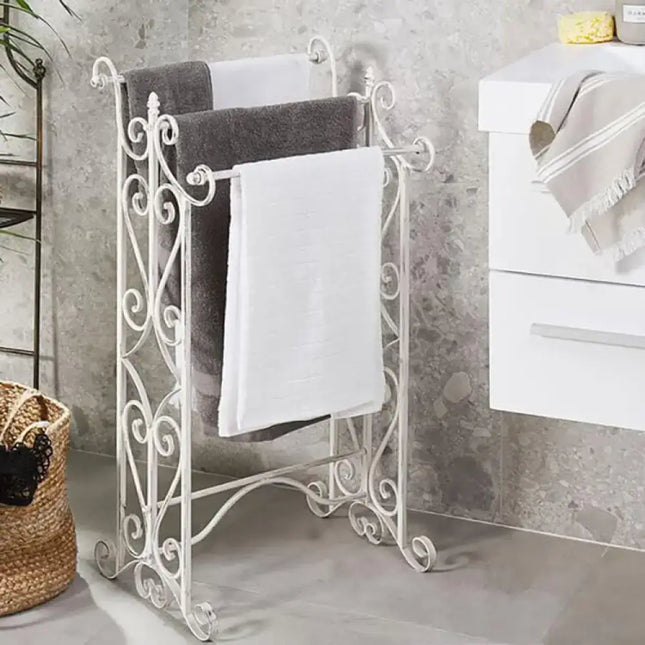 Porta Asciugamani Shabby Chic In Ferro Bianco