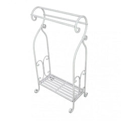 Porta Asciugamani Shabby Chic In Ferro Arricciato Bianco