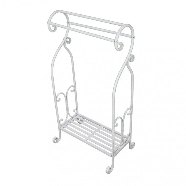 Porta Asciugamani Shabby Chic In Ferro Arricciato Bianco