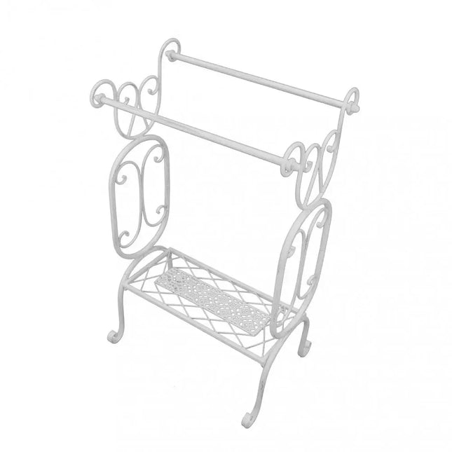 Porta Asciugamani Shabby Chic In Ferro Bianco