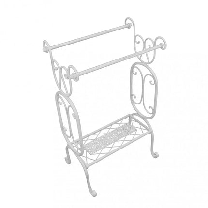 Porta Asciugamani Shabby Chic In Ferro Bianco