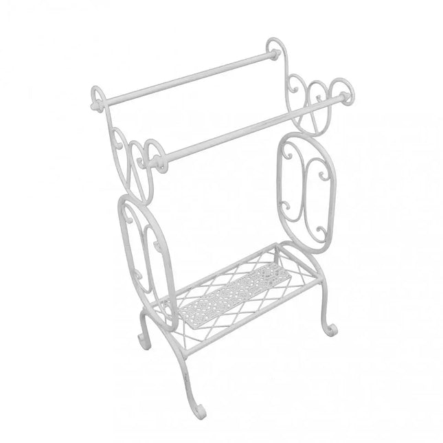 Porta Asciugamani Shabby Chic In Ferro Bianco