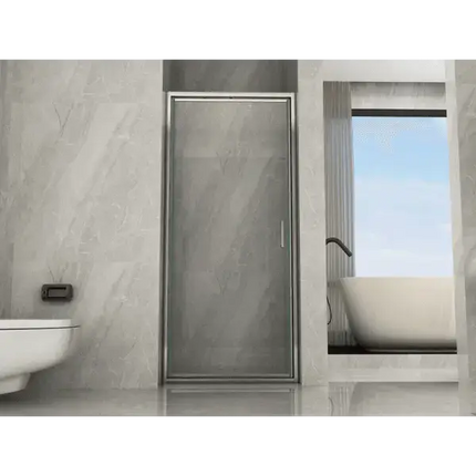 Porta doccia nicchia rototraslante trasparente 6mm H190 anticalcare Lineadoccia, render frontale anta chiusa con maniglia