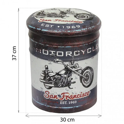 Set di 2 Pouf Contenitore Stampa Moto Retrò