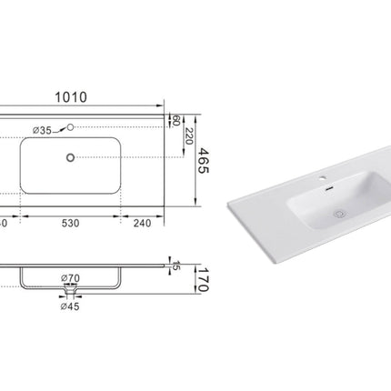 Composizione Bagno Sospesa 100cm - Solmira