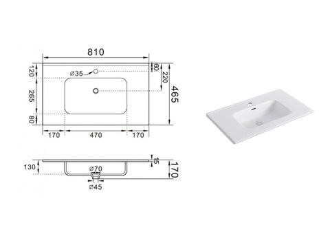 Composizione Bagno Sospesa 80cm - Zefira