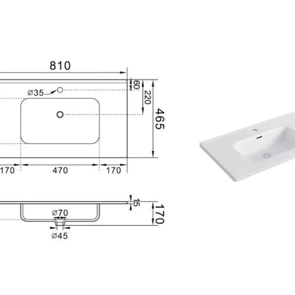 Composizione Bagno Sospesa 80cm - Solmira