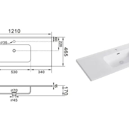 Mobile Bagno 120cm Sospeso Con 2 Cassetti E 1 Anta