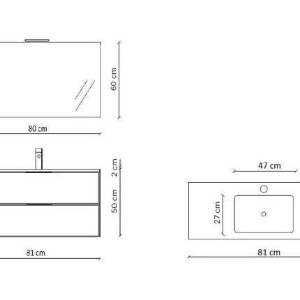 Composizione Bagno Sospesa 80cm - Solmira