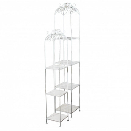 Set di 2 Scaffali Stile Provenzale Ferro Bianco