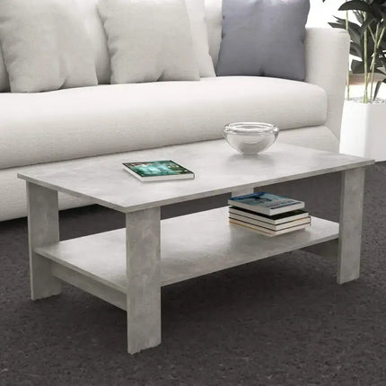 Tavolino da Salotto Moderno in Legno 100x41 H55cm Grigio Cemento