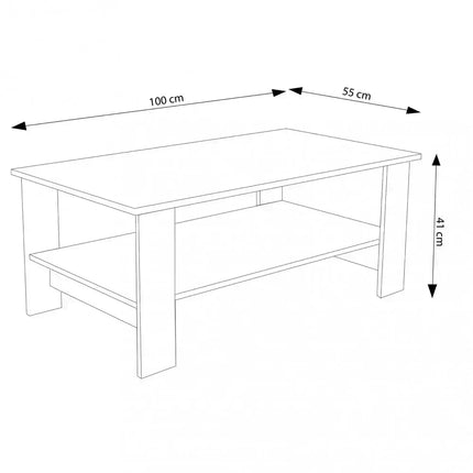 Tavolino da Salotto Moderno in Legno 100x41 H55cm