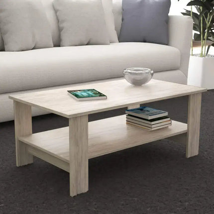 Tavolino da Salotto Moderno in Legno 100x41 H55cm Pino Chiaro