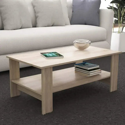 Tavolino da Salotto Moderno in Legno 100x41 H55cm Rovere Chiaro