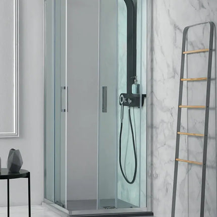 Box doccia EASYFLEX cromato 6mm doppia anta scorrevole, cristallo trasparente H200, profili cromati, bagno moderno