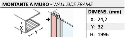 Box Doccia H200 6mm Battente Lato Muro