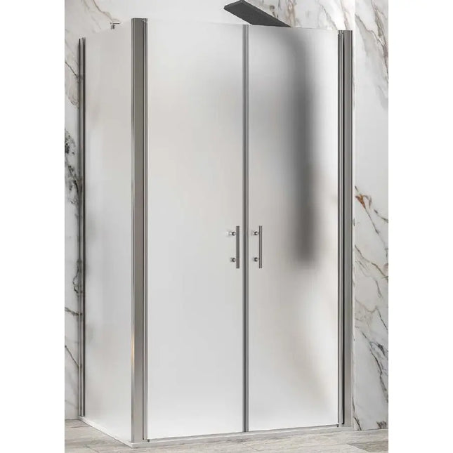 Porta doccia saloon in cristallo satinato 6mm H200cm ad apertura interna esterna con maniglie cromate