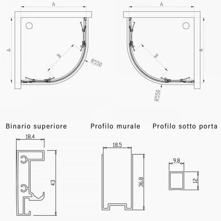Box Doccia Semicircolare Trasparente 6mm Apertura Scorrevole Anti Calcare