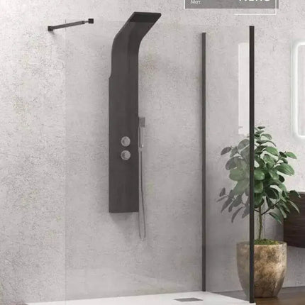 Box doccia walk-in H200cm in cristallo 8mm anticalcare con campione della finitura profilo nero e lato fisso