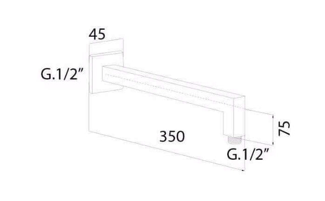 Braccetto design squadrato per soffione - 35cm